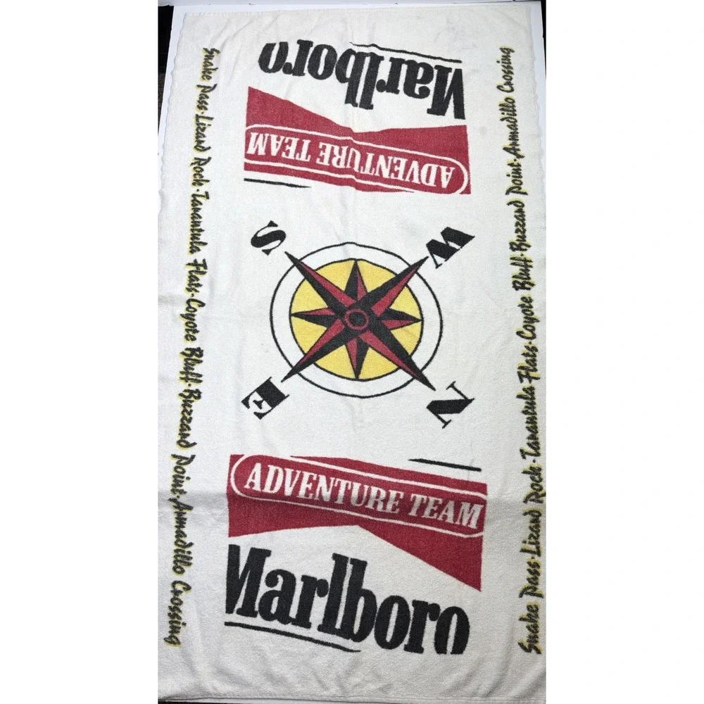 Vintage Marlboro Adventure Team Beach Towel Compass Logo Racing Promo